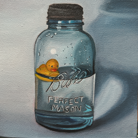 Little duck in mason jar