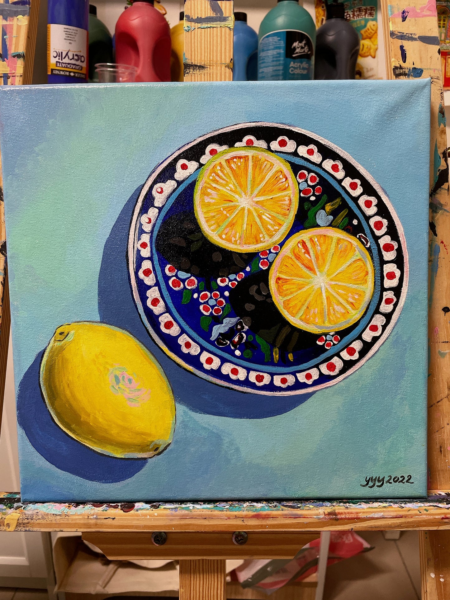 Lemons acrylic painting