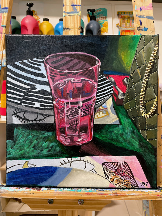 Glass of water acrylic painting