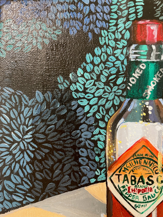 Tabasco still life original acrylic painting