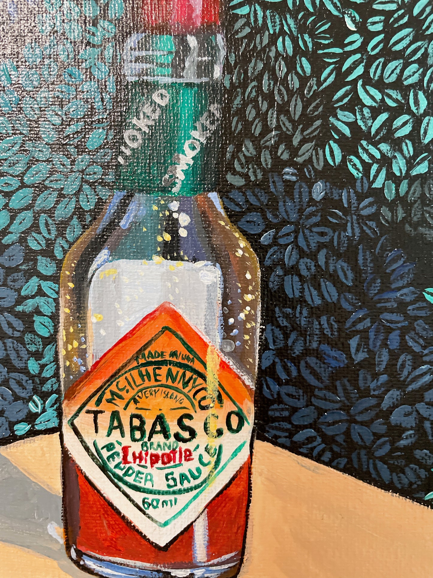 Tabasco still life original acrylic painting