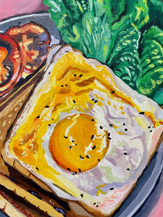 Hearty breakfast acrylic painting